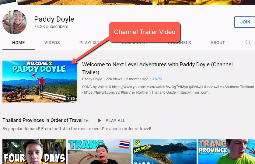 channel trailer video from youtuber paddy Doyle