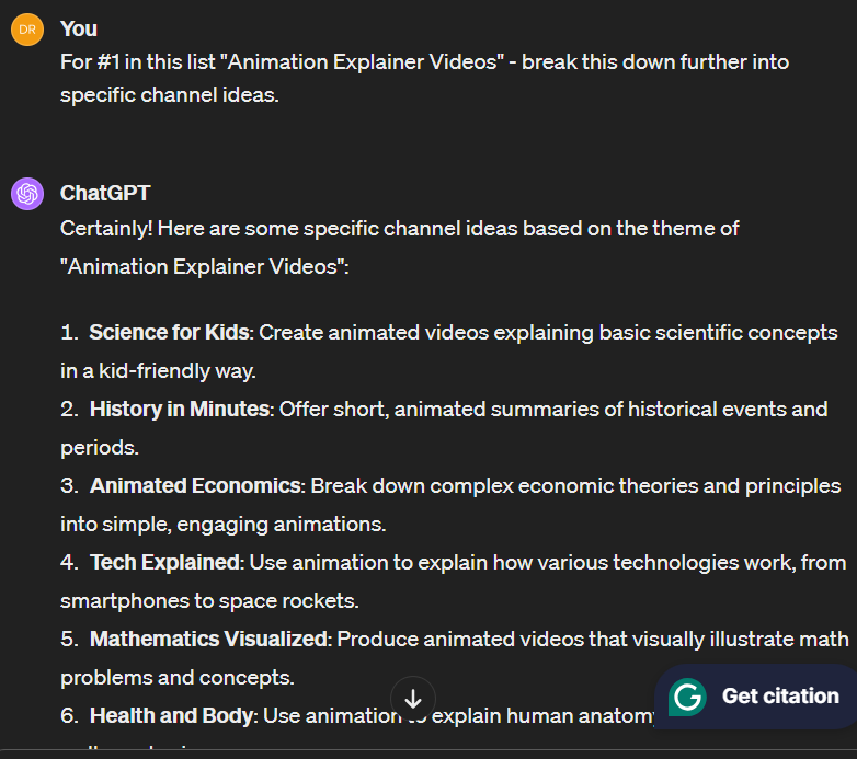 chatGPT expanding on one of the topics