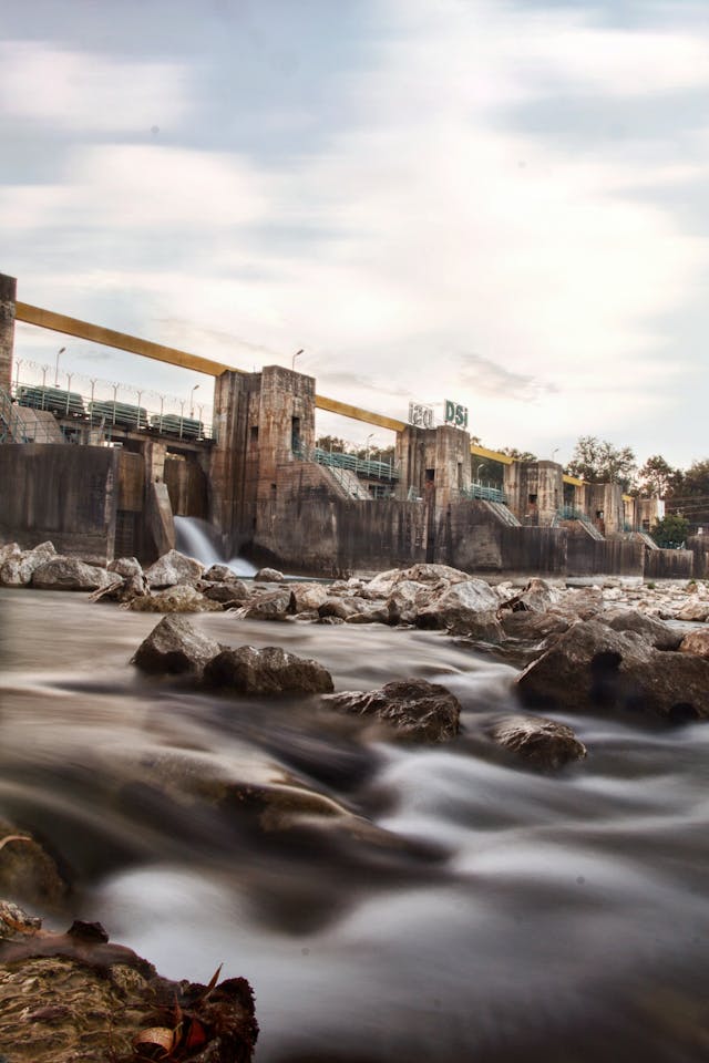 flowing water over a dam