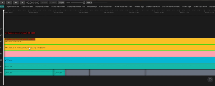 timeline option in invideo