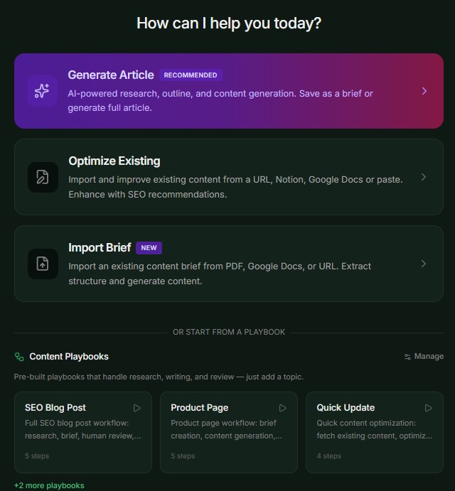 new content button - what it shows