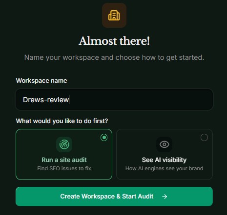 run a site audit or see ai visibility