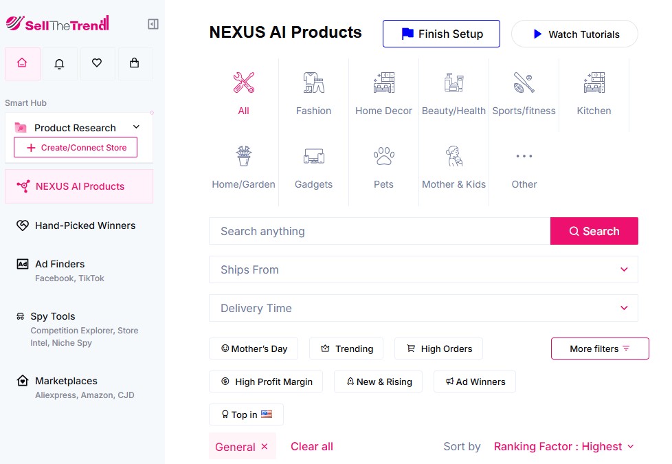 sell the trend Nexus AI products dashboard