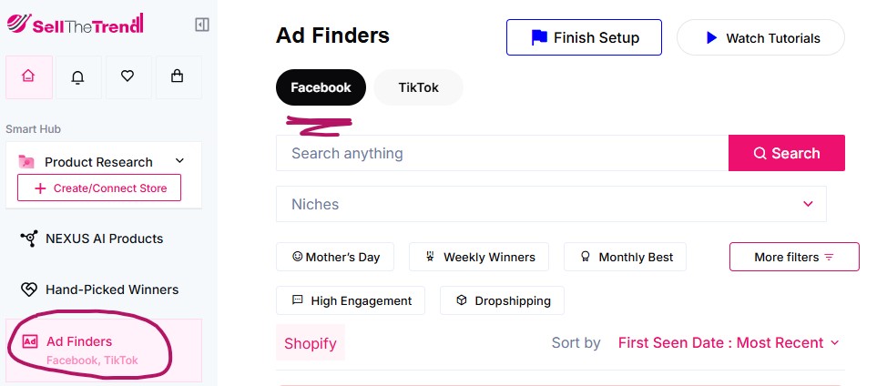 sell the trend ad finders - facebook