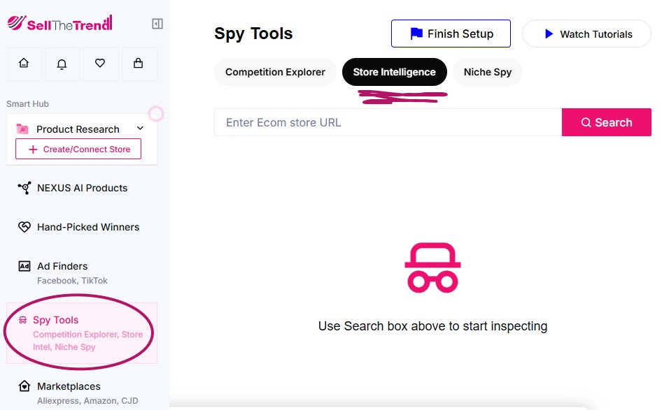 sell the trend spy tools - store intelligence