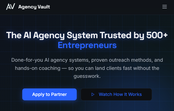 agency vault homepage