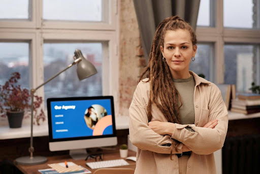 entrepreneur at her office