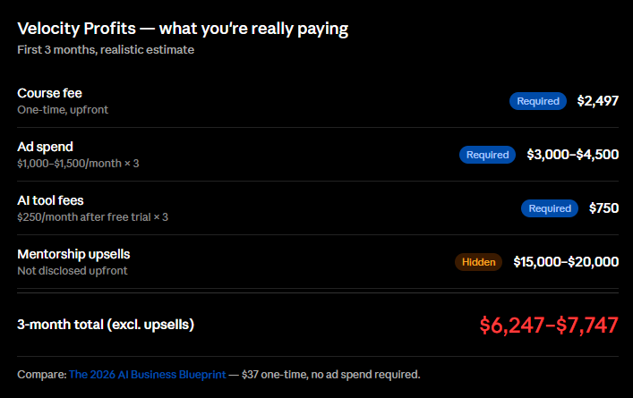 velocity profits - what you are really paying