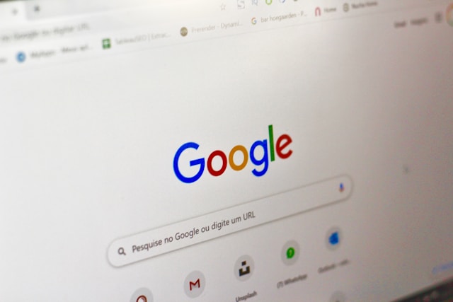 computer monitor showing google search bar