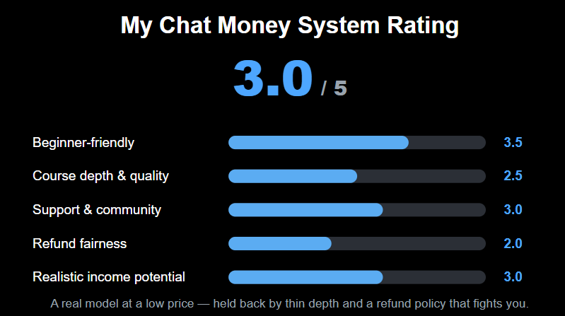 my chat money system rating
