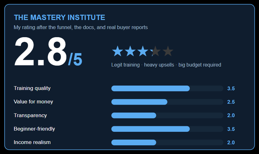 the mastery institute rating
