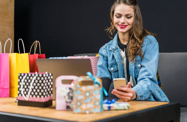 woman shopping online with her phone