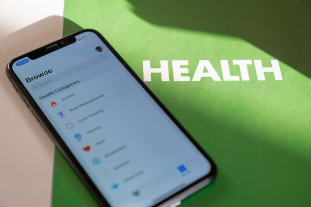 Close-up of a smartphone displaying a health app