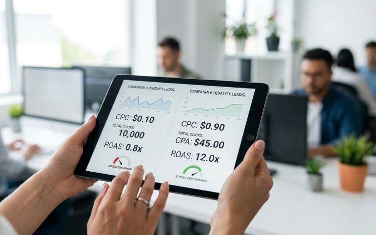 ad-network-dashboard-cheap-clicks-vs-quality-leads